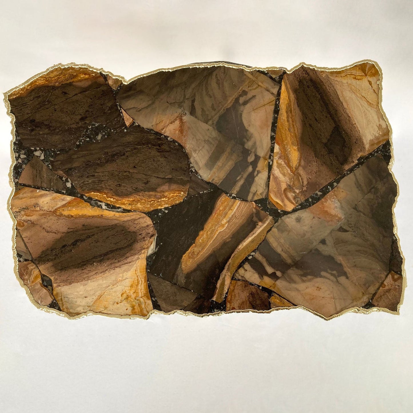 Brown Agate/Crystal/Gemstone/Quartz Organic Edge Side/Drink/Coffee Table