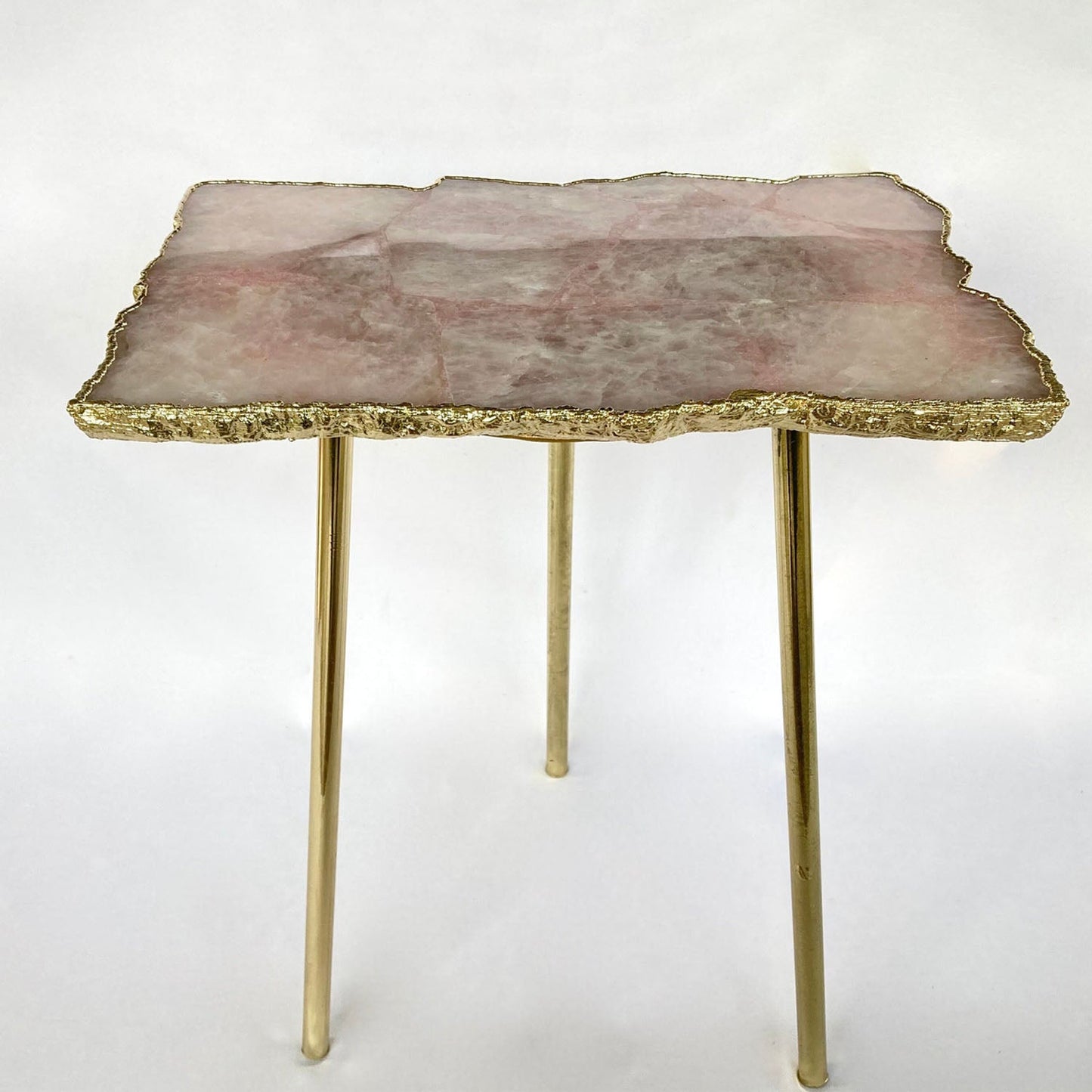 Rose Quartz Agate/Crystal/Gemstone/Quartz Organic Edge Side/Drink/Coffee Table