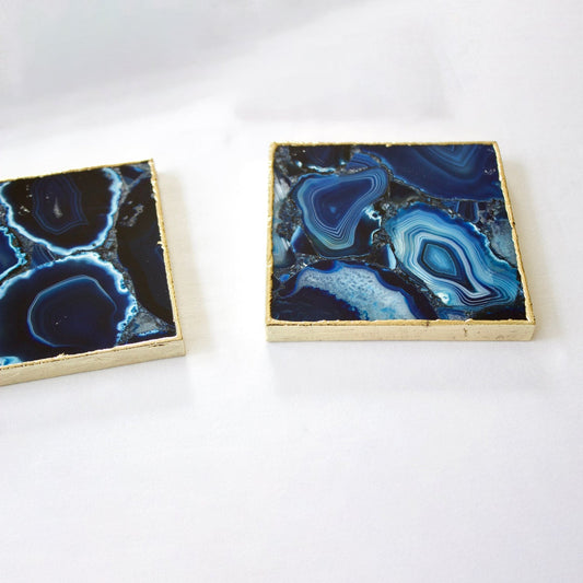 Blue Agate - Set of 4 Large Square Coasters | Personalised Momentos