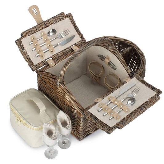 Boat Shaped Fitted Wicker Picnic Basket
