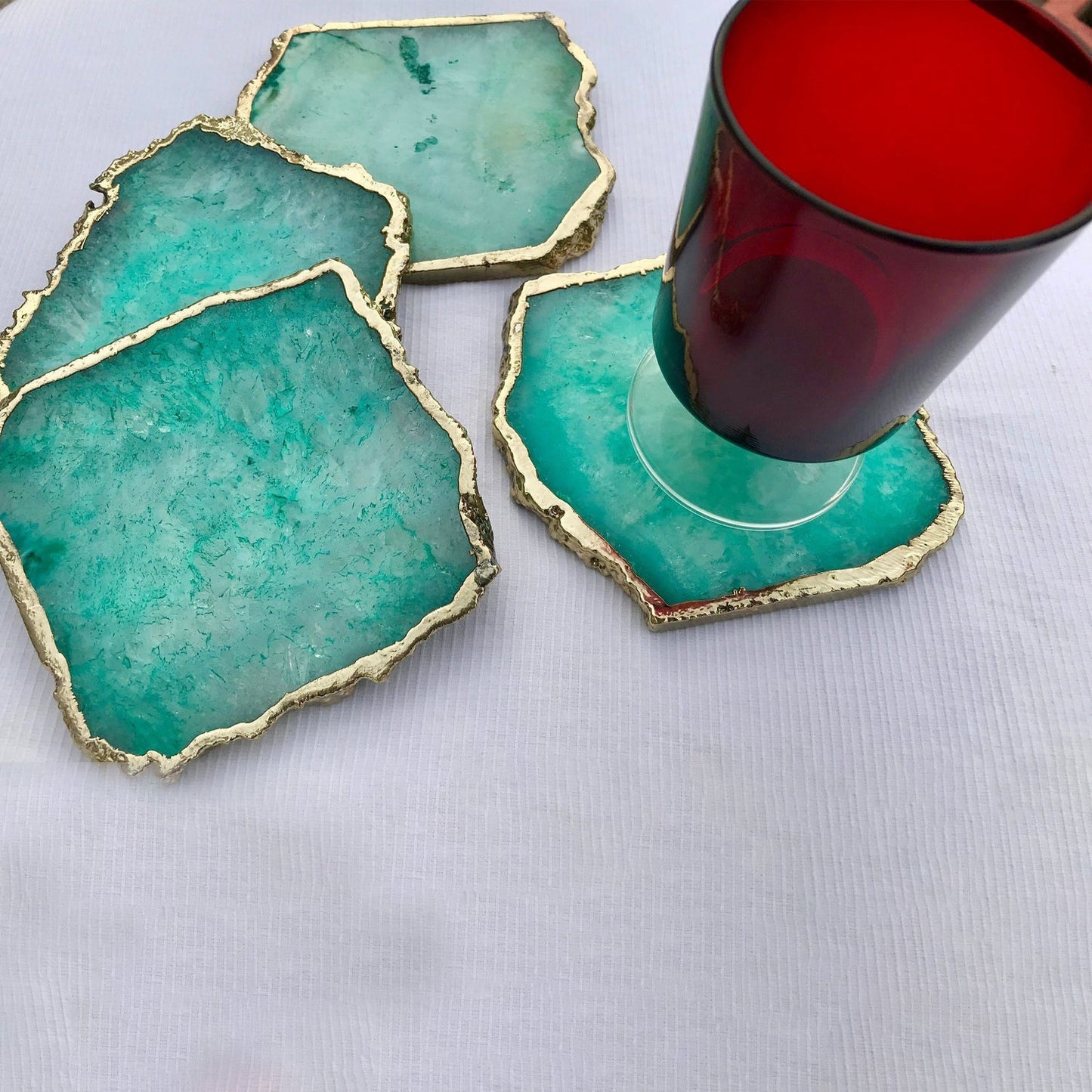 Aqua Agate - Set of 4 Large Coasters/Personalised Momentos-2