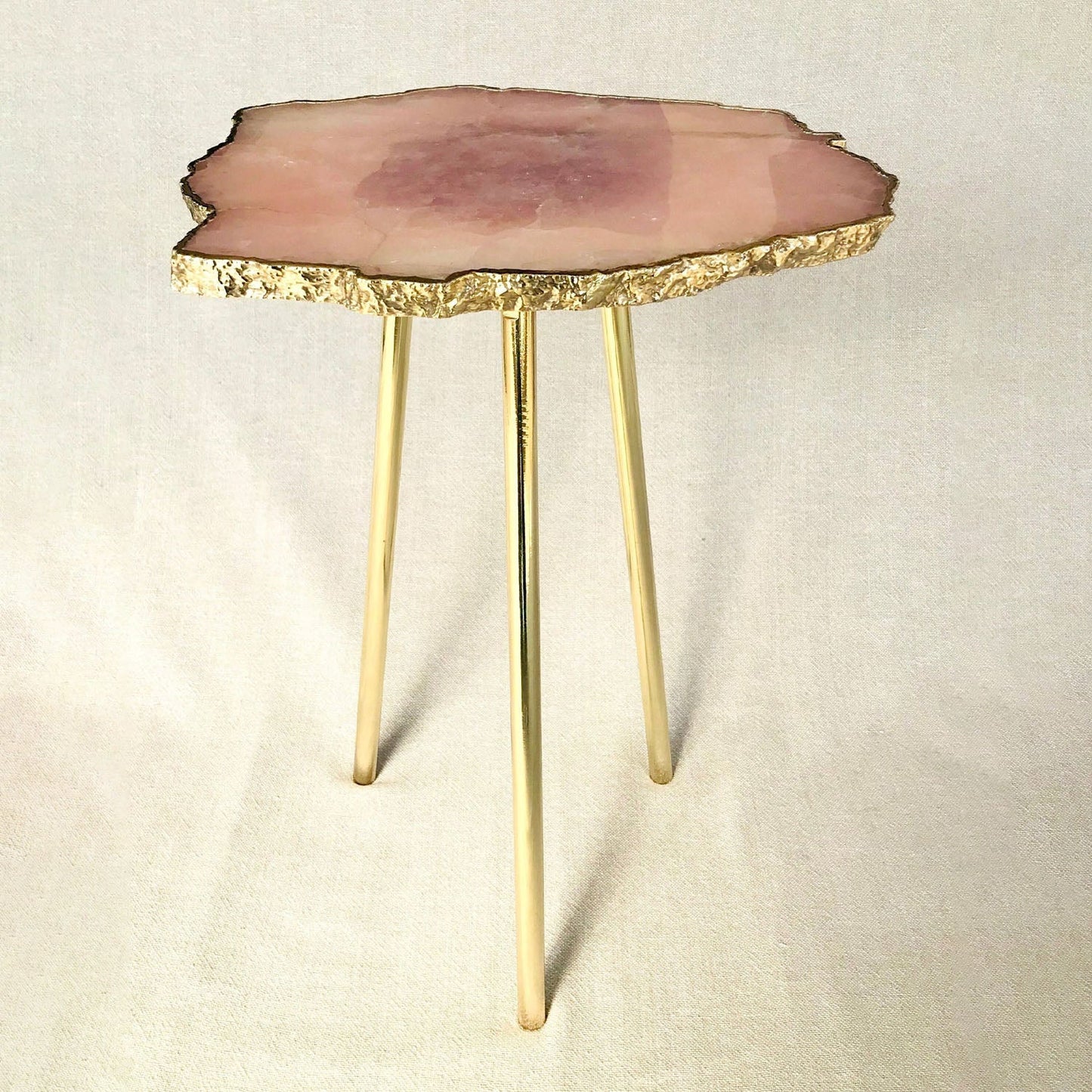 Small Rose Quartz Agate/Single Piece/Crystal/Gemstone/Quartz Organic Edge Side/Drink/Table