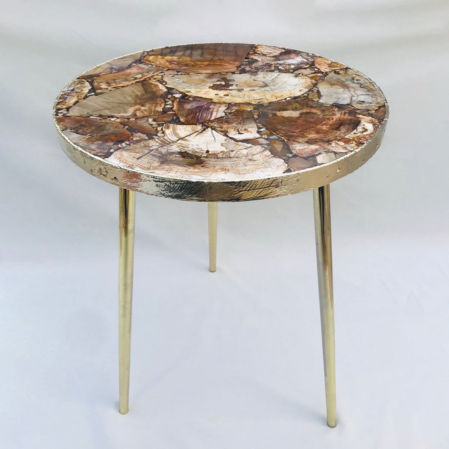 Petrified Wood Agate Round Edge Side/Coffee Table