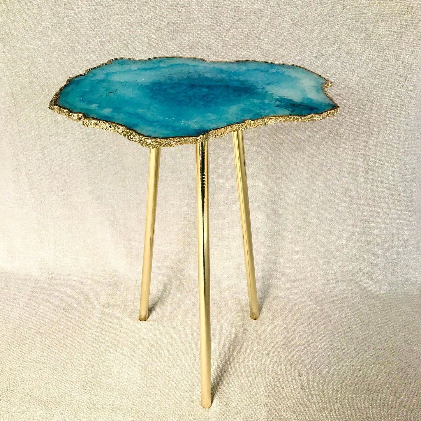 Small Blue Agate/Single Piece/Crystal/Gemstone/Quartz Organic Edge Side/Drink/Table