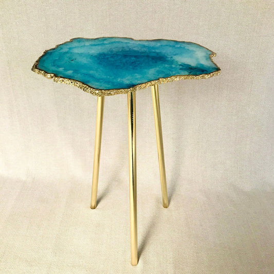 Small Blue Agate/Single Piece/Crystal/Gemstone/Quartz Organic Edge Side/Drink/Table