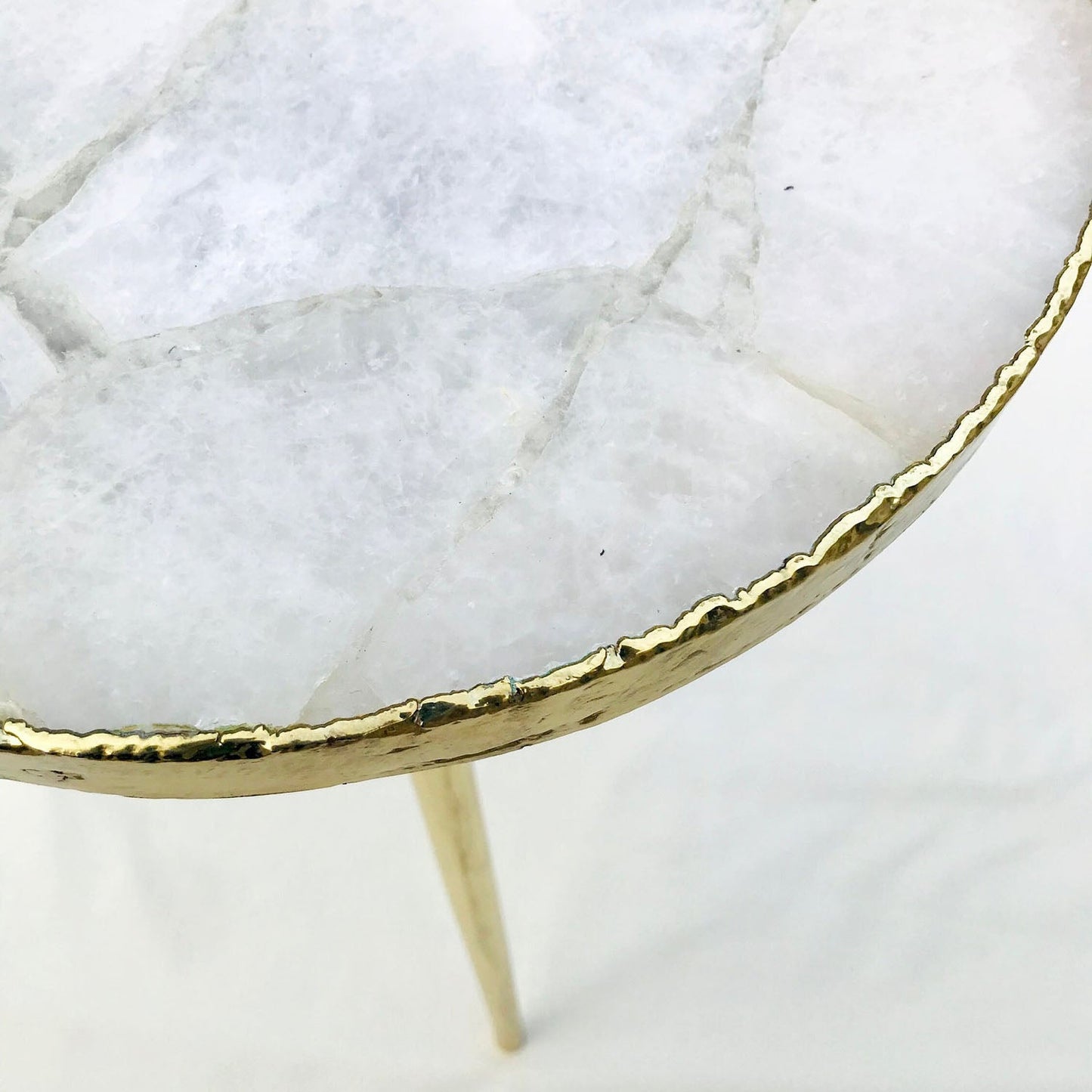 White Agate Round Edge Side/Coffee Table