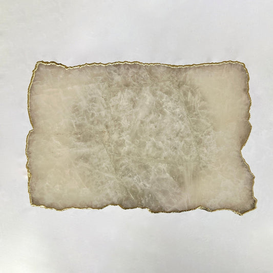 White Agate/Crystal/Gemstone/Quartz Organic Edge Side/Drink/Coffee Table