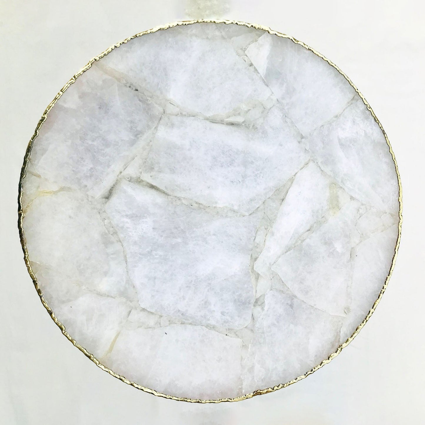 White Agate Round Edge Side/Coffee Table