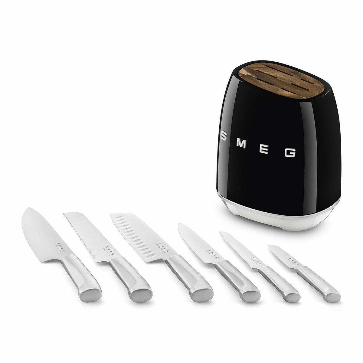 Smeg Knife Set with Stand KBSF02BL | 6-Piece Retro 50s Design Black