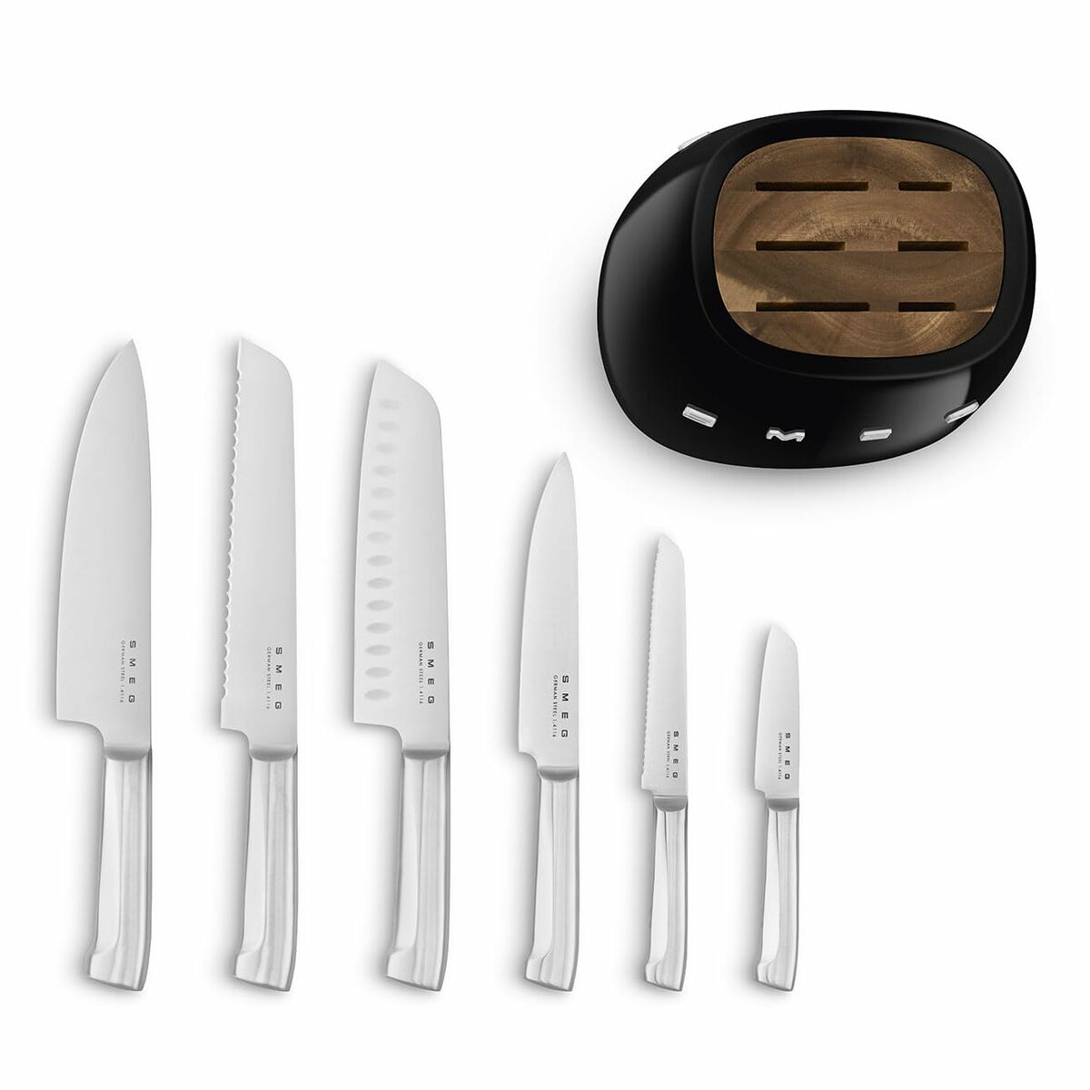 Smeg Knife Set with Stand KBSF02BL | 6-Piece Retro 50s Design Black