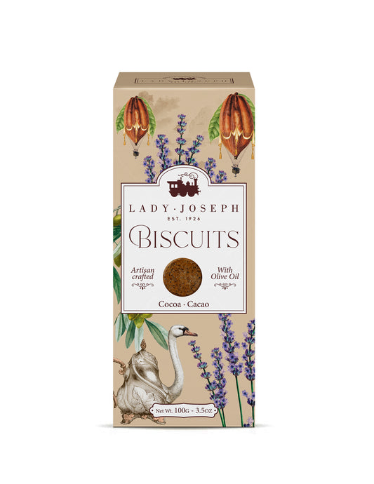 Lady Joseph Artisan Cacao Biscuits box - handcrafted Spanish cookies 130g